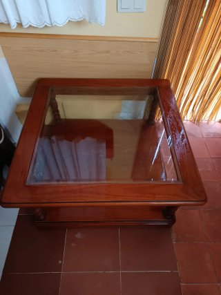 Mesa de centro madera y cristal De las de antes !