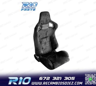 KIT ASIENTO DEPORTIVO SEMI BAQUET LOOK RS ALCÁNTARA NEGRA