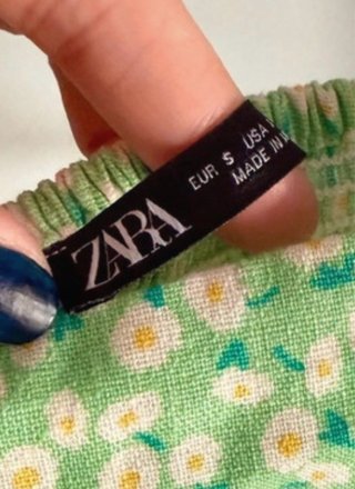 Vestido Zara flores verde lino