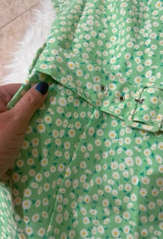 Vestido Zara flores verde lino