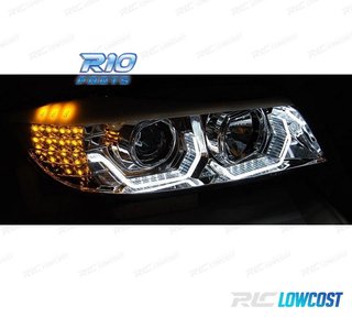 FAROS BMW E90 E91 05-08 OJOS ANGEL 3D FONDO NEGRO INTERMITEN