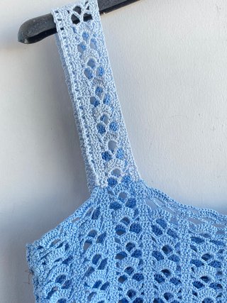 Top Crochet Azul Feito à Mão
