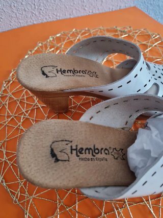 Sandalias Hebra Piel Blancas Talla 37