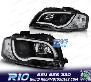 FAROS AUDI A3 8P 03-08 TRU DRL NEGROS