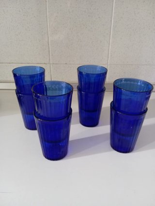 Set 8 Vasos IKEA Azul Cristal