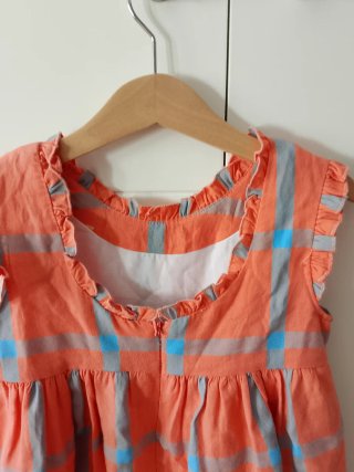 Vestido niña cuadros naranja 5 años
