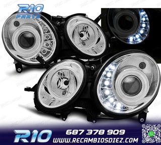 FAROS MERCEDES W211 02-06 LED CROMADOS