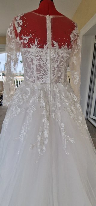 Vestido de Novia Blanco Encaje Manga Larga