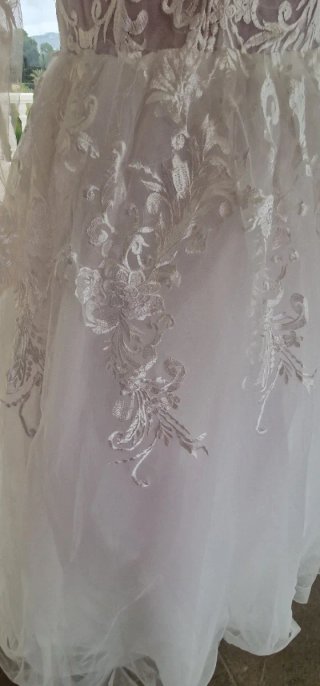 Vestido de Novia Blanco Encaje Manga Larga
