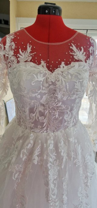 Vestido de Novia Blanco Encaje Manga Larga