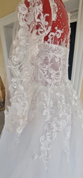 Vestido de Novia Blanco Encaje Manga Larga