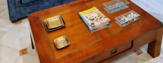 Mesa comedor madera cerezo y 6 sillas a juego