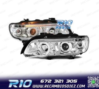 FAROS BMW X5 E53 99-03 OJOS ANGEL FONDO CROMO