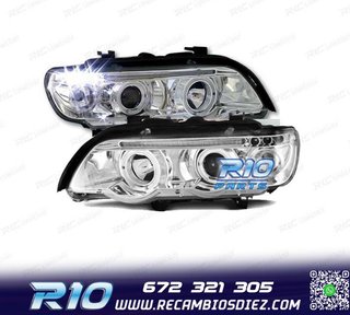 FAROS BMW X5 E53 99-03 OJOS ANGEL FONDO CROMO