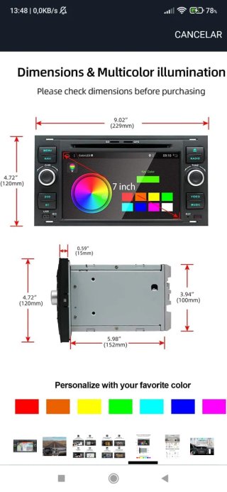 Radio Ford Táctil ANDROID GPS SD USB.