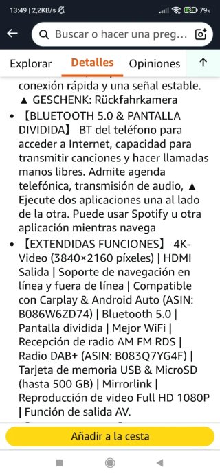 Radio Ford Táctil ANDROID GPS SD USB.