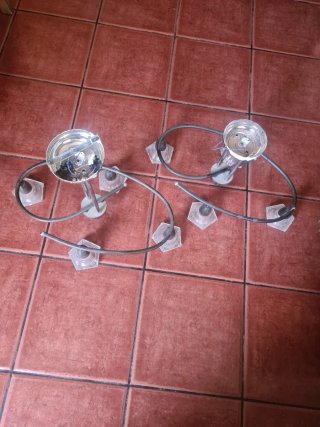 Juego de 2 lámparas de metal y cristal