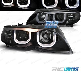 FAROS BMW E46 01-05 OJOS ANGEL TUBE LIGHT LED U FONDO NEGRO