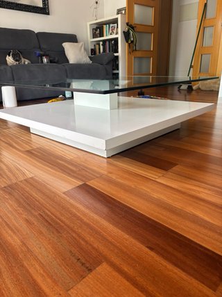 Mesa de centro moderna cristal y blanco