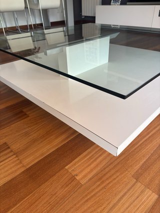 Mesa de centro moderna cristal y blanco