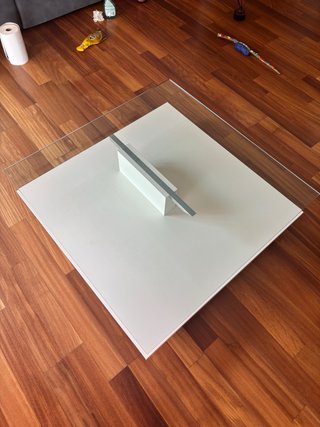 Mesa de centro moderna cristal y blanco