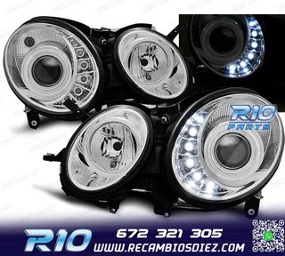 FAROS MERCEDES W211 02-06 LED CROMADOS