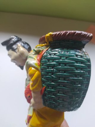 Figura vintage pescador japonés porcelana