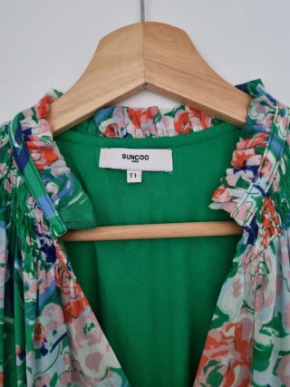 Vestido Suncoo T1 Verde Estampado Talla S