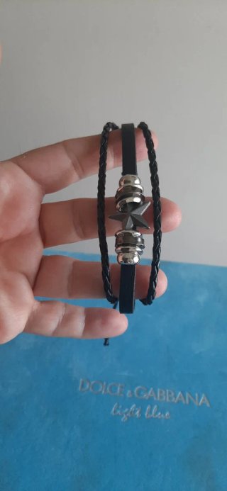 Pulsera cuero sintético estrella y anillas