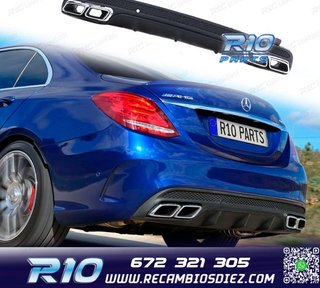 DIFUSOR MERCEDES CLASE C W205 SEDÁN 14-18 LOOK AMG C63 NEGR