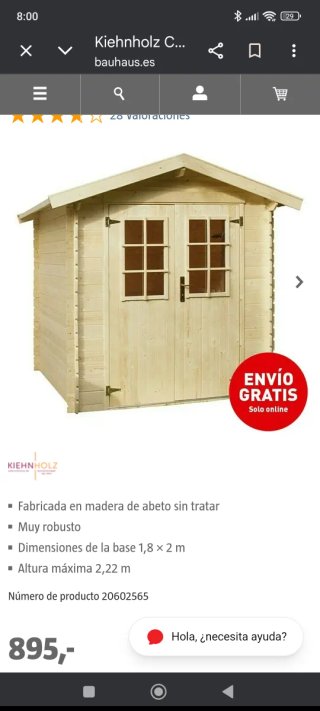 Caseta de jardín de madera con ventanas