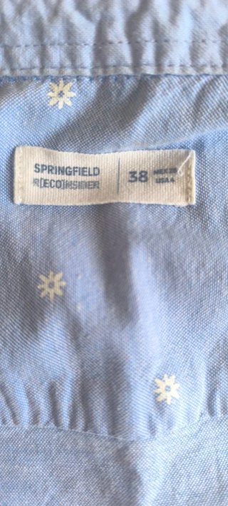Camisa Springfield Mujer Talla 38 Azul Flores
