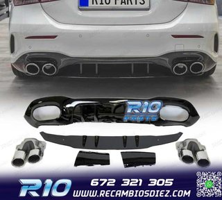 DIFUSOR MERCEDES CLASE A V177 AMG 18- SEDAN LOOK A45 + COLAS