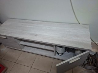 Mueble TV madera y cristal