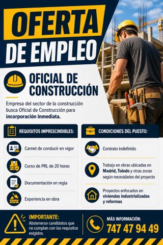 OFERTA DE EMPLEO – OFICIAL DE CONSTRUCCIÓN