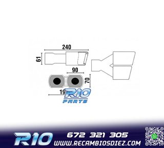 COLA ESCAPE DOBLE RECTANGULAR ACERO INOX