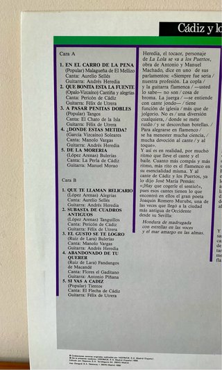 Vinilo Cádiz y los Puertos Flamenco 1988