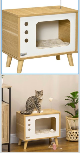 Cama para gato estilo TV retro