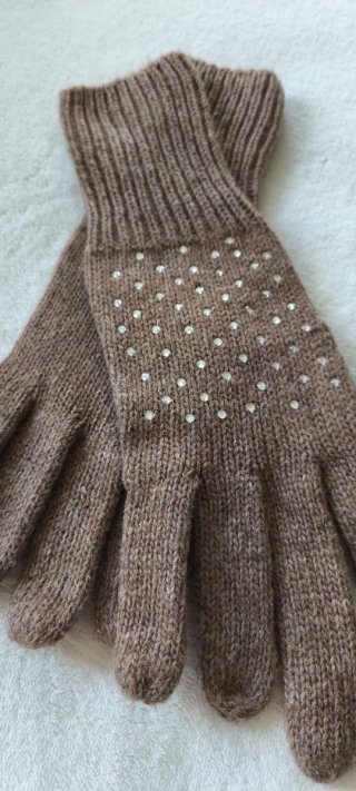 Guantes de lana con strass