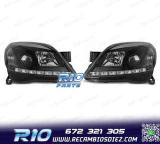 FAROS OPEL ASTRA H 04-09 LUZ DIURNA LED FONDO NEGRO