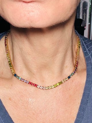 Gargantilla circonitas multicolor y oro R zenana