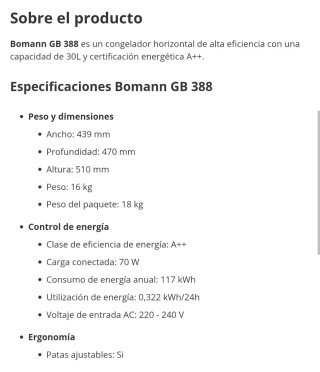 Congelador Bomann pequeño blanco