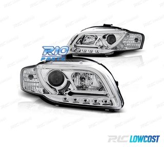 FAROS AUDI A4 B7 04-07 LUZ DIURNA TUBE LIGHT FONDO CROMO