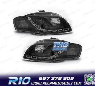 FAROS AUDI A4 B7 04-07 LUZ DIURNA FONDO NEGRO
