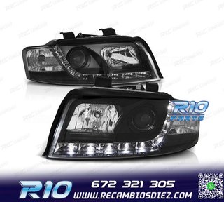 FAROS AUDI A4 B6 00-04 FONDO NEGRO LUZ DIURNA LED