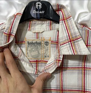 Camicia Timberland a quadri bianco e rosso,M