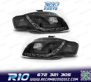 FAROS AUDI A4 B7 04-07 LUZ DIURNA FONDO NEGRO