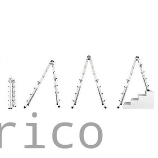 Escalera Telescópica Articulada Aluminio 3+3 Pestaña