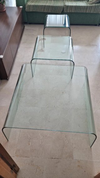 Mesas FIAM Italianas de cristal resistente curvado