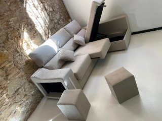 Sofá modular gris tela